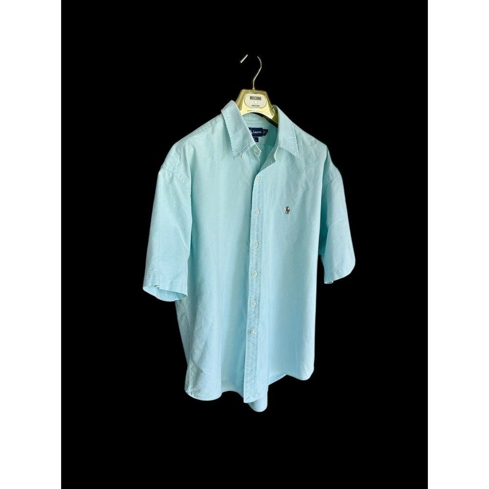 Vintage 90's Ralph Lauren Classic Oxford Blake Shirt XL Short Sleeve Mint Green